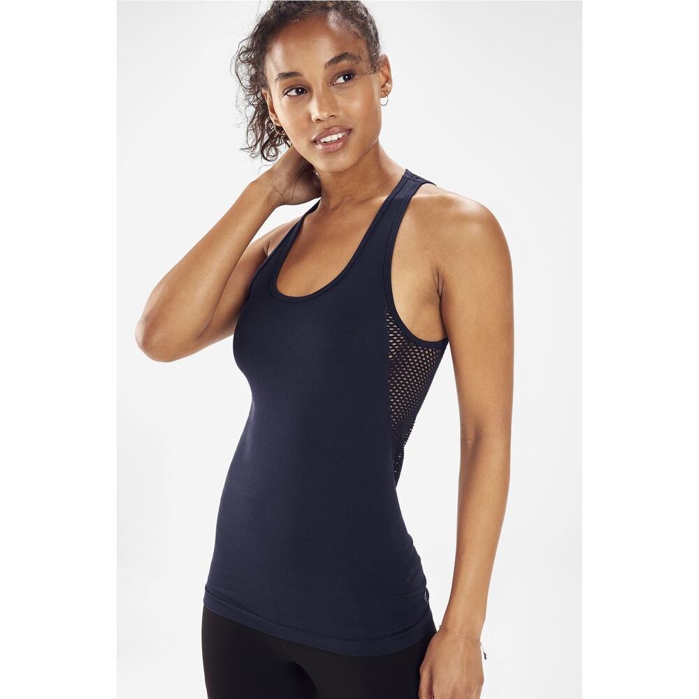 Fabletics Navy Mesh-Back Racerback Tank Top